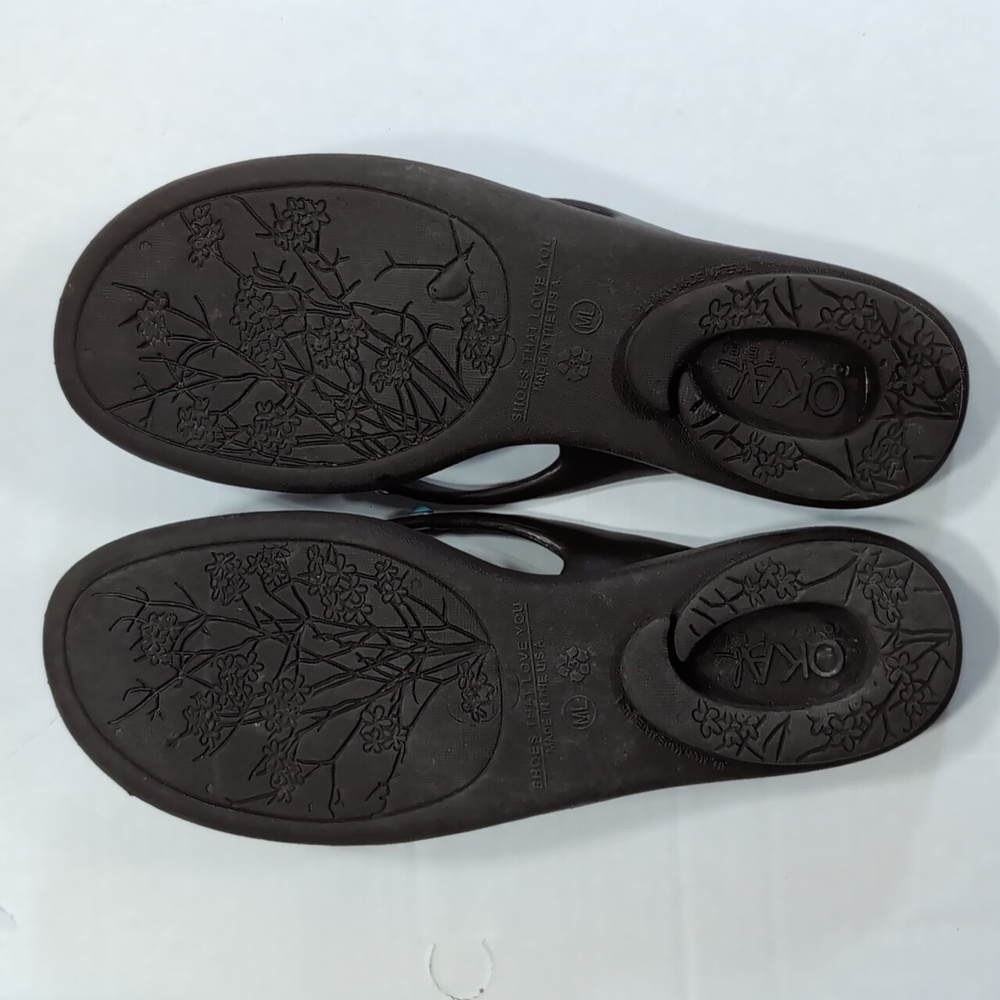 Host Pick 😃 Women's Brown Sandals with Turquoise Accents - Picture 2 of 6